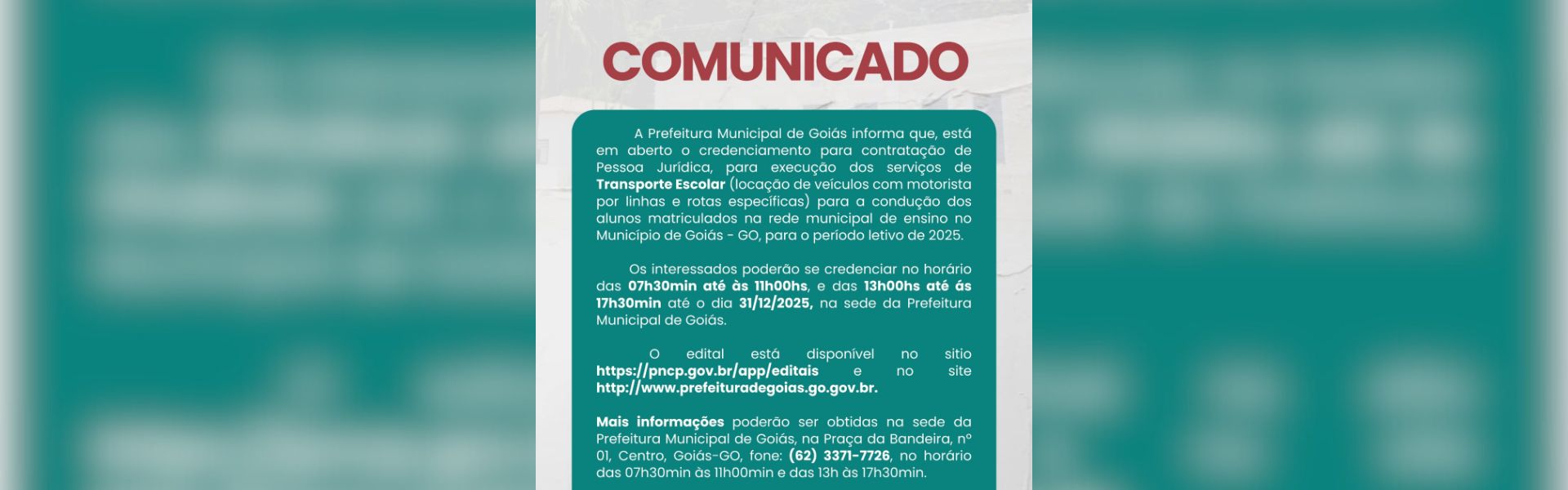 Comunicado: Transporte escolar